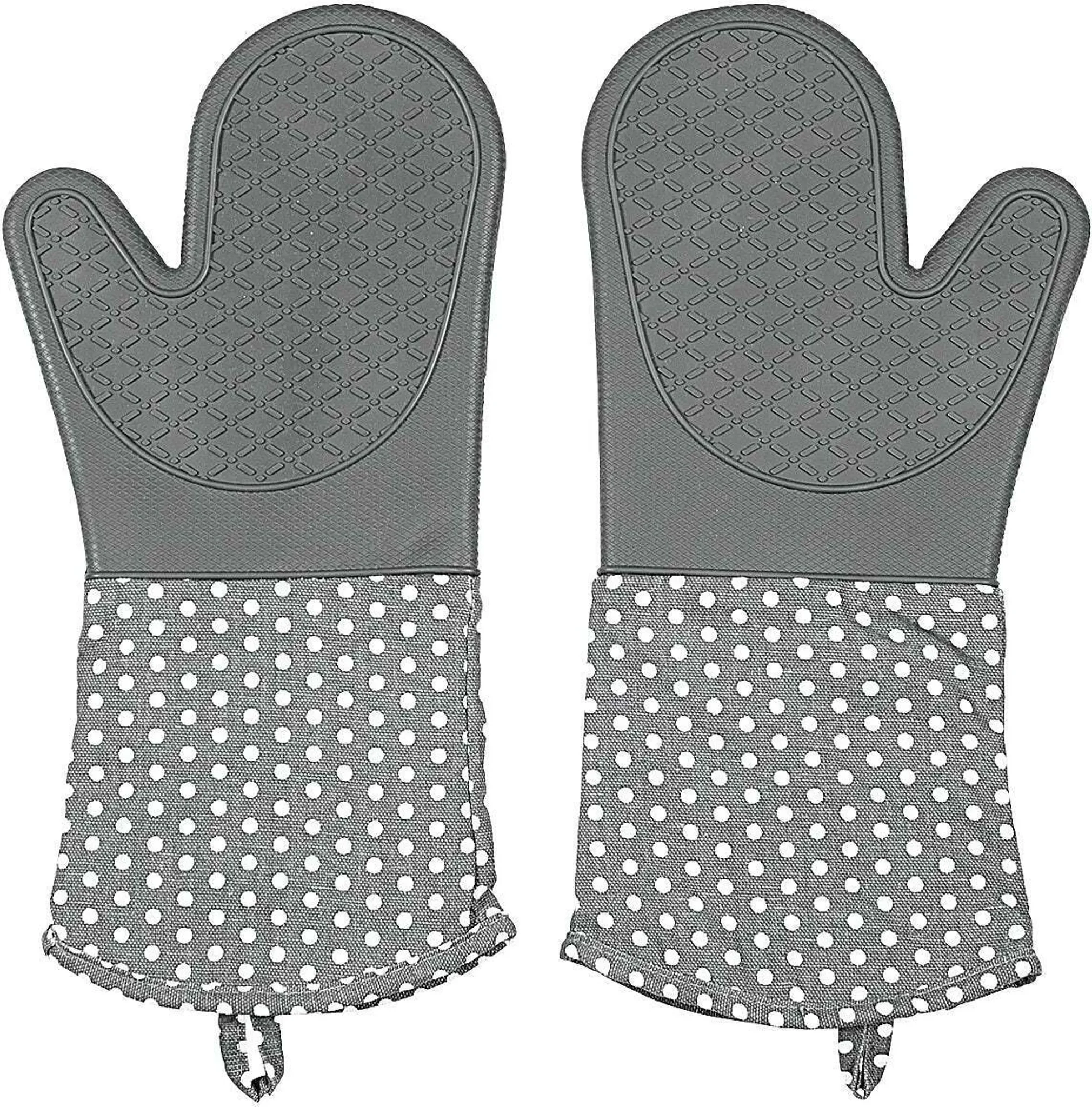 WENKO – Topfhandschuhe / Ofenhandschuhe aus Silikon & Baumwolle – Grau (1 Paar)